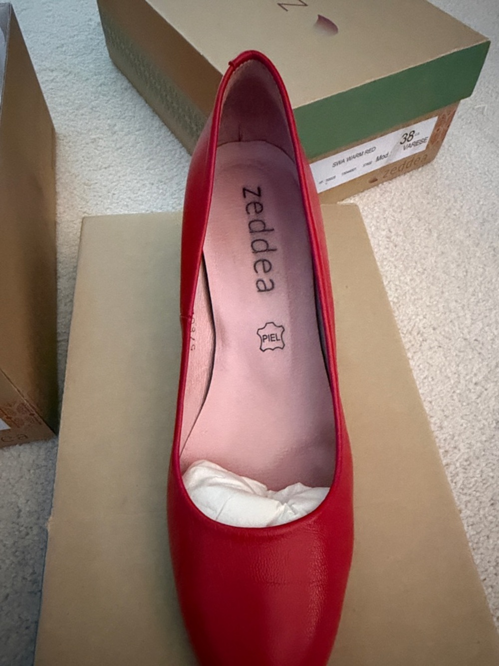 Zeddea  Red Leather Pump southwest emirates red flight attendant heels 38